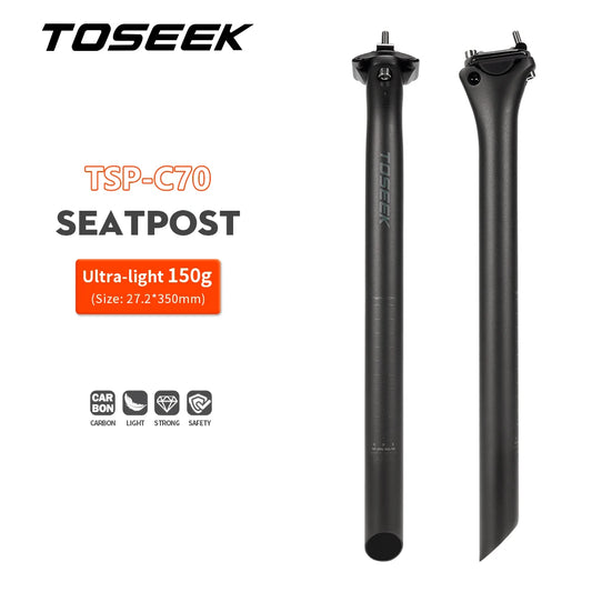 TOSEEK C70 Carbon Seatpost - Ultralight 150-173g 3K Matte Road/MTB Bike Seat Tube 27.2/31.6mm 350/400mm