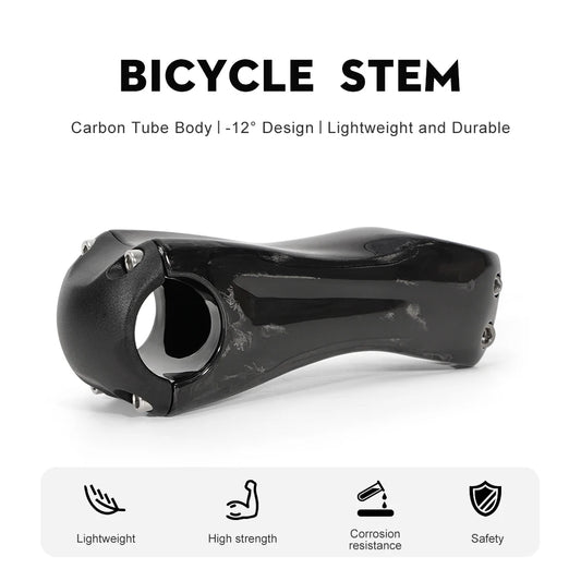 TOSEEK Carbon Stem 12° - Ultralight 31.8mm Clamp 70-130mm Length MTB/Road Bike Handlebar Stem Black Gloss