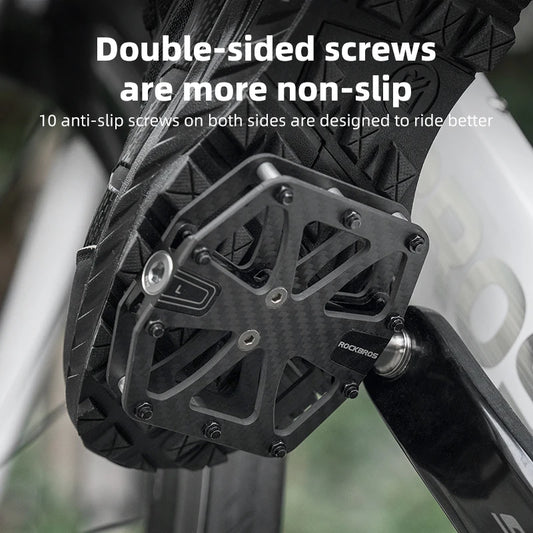 ROCKBROS Carbon Fiber Bike Pedals - Ultralight 3 Bearings Road/MTB