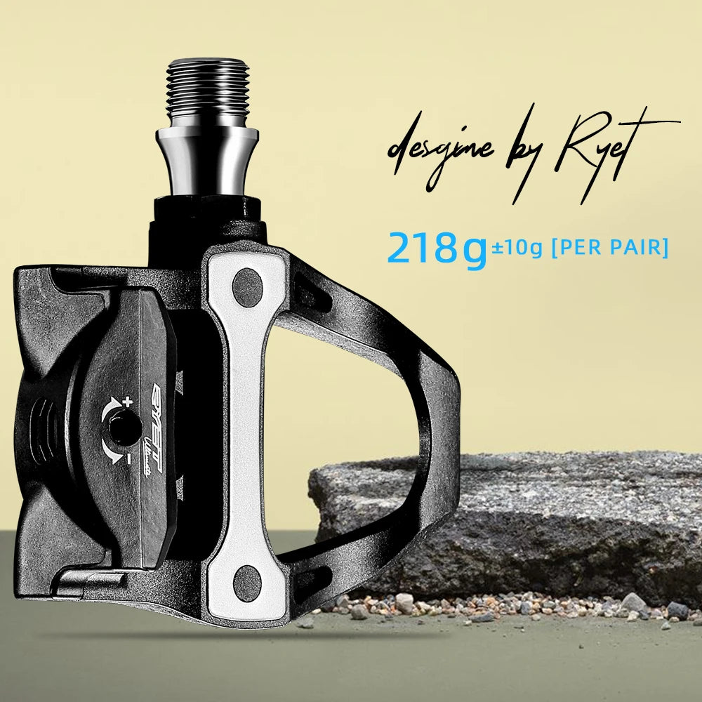 2024 RYET Carbon Road Bike Pedal with Cleats - Ultralight 218g 3 Bearings Clipless SPD-SL Compatible
