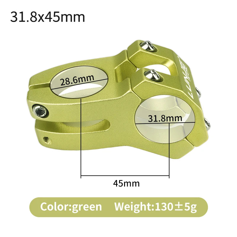 LUNJE CNC Power Short Stem 45mm - Aluminum MTB/Road Bike Handlebar Riser 25.4/31.8mm Clamp
