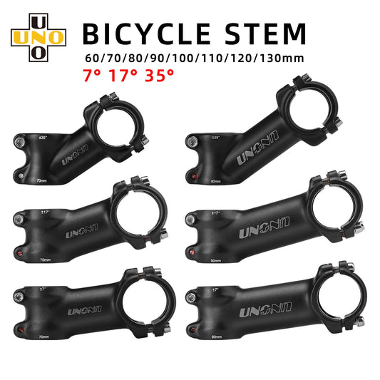 UNO Bicycle Stem 7/17/35 Degree - CNC Aluminum 28.6/31.8mm Clamp 60-130mm Length Road/MTB/Gravel Bike
