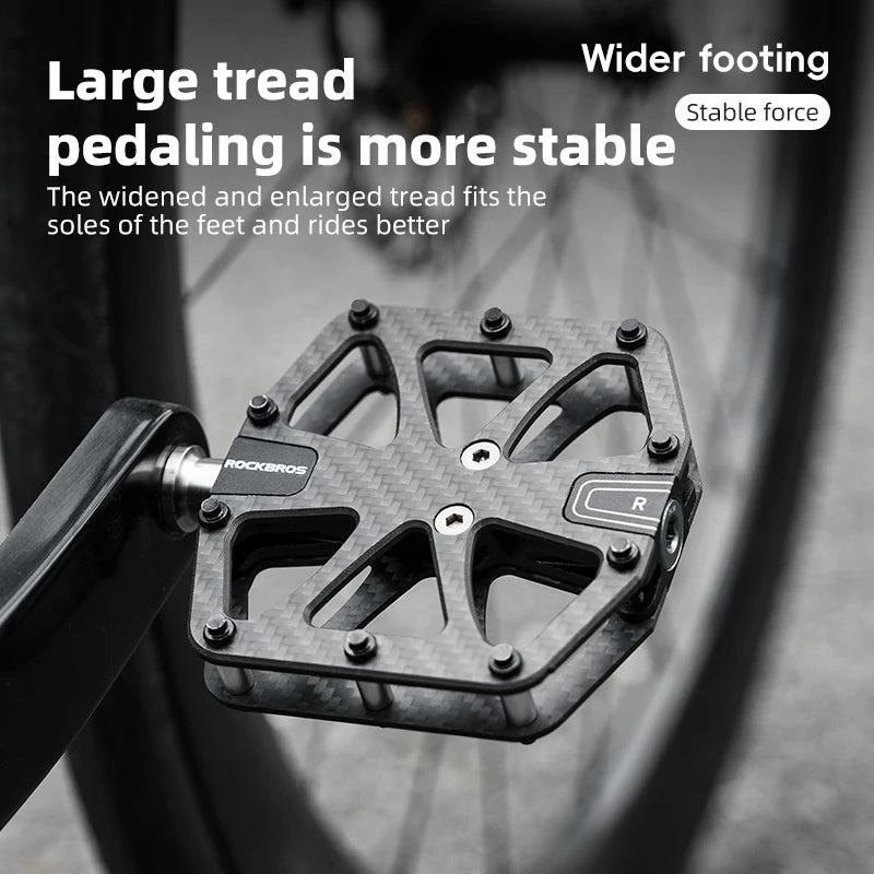 ROCKBROS Carbon Fiber Bike Pedals - Ultralight 3 Bearings Road/MTB