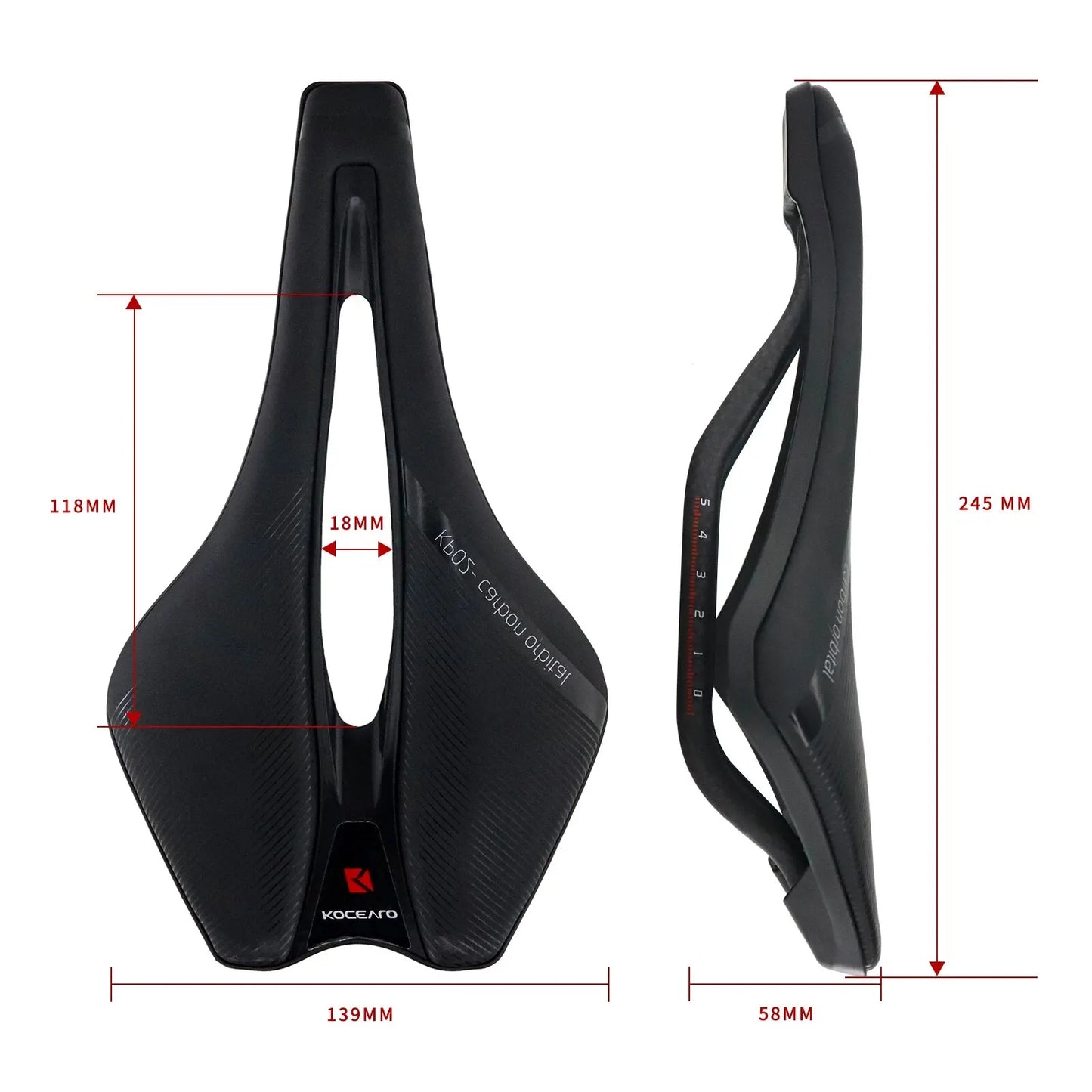 KOCEVLO Ultralight Carbon Saddle 120g - Dimension 143 Style Full Carbon Rails Road Racing Seat