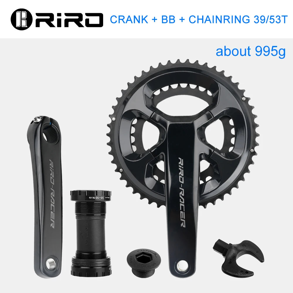 RIRO RACER R8 Ultralight Carbon Crankset - 170mm 50-34T Hollow Compact Road/Folding Bike