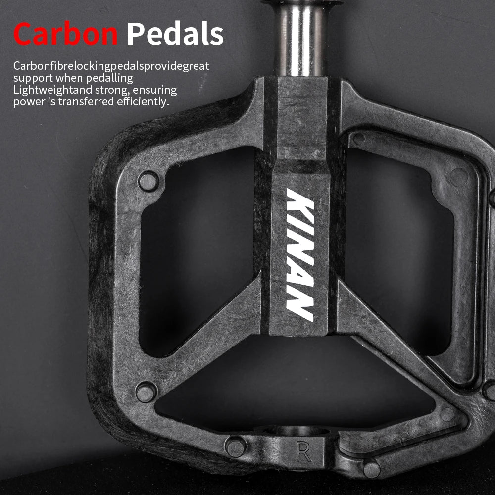KINAN Carbon Titanium Axle Pedals, Ultra-light 141g Carbon Body With Titanium Alloy Axle, 4-Bearings Pedal, Anti-slip MTB Bike Pedals