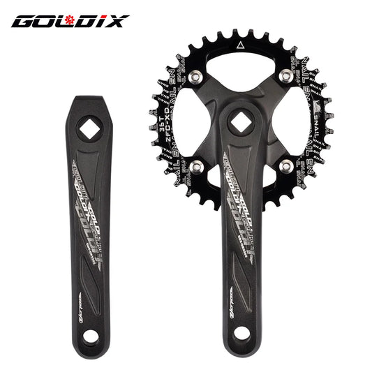 GOLDIX MTB Crankset 170/175mm Square Taper - 104BCD Narrow Wide Chainring 32-42T Aluminum Alloy